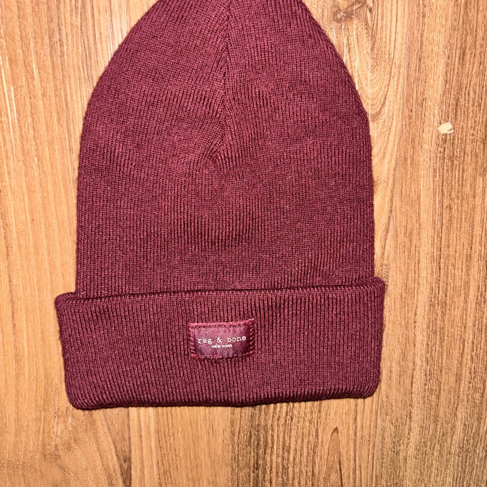 Rag & Bone Burgundy Knit Beanie